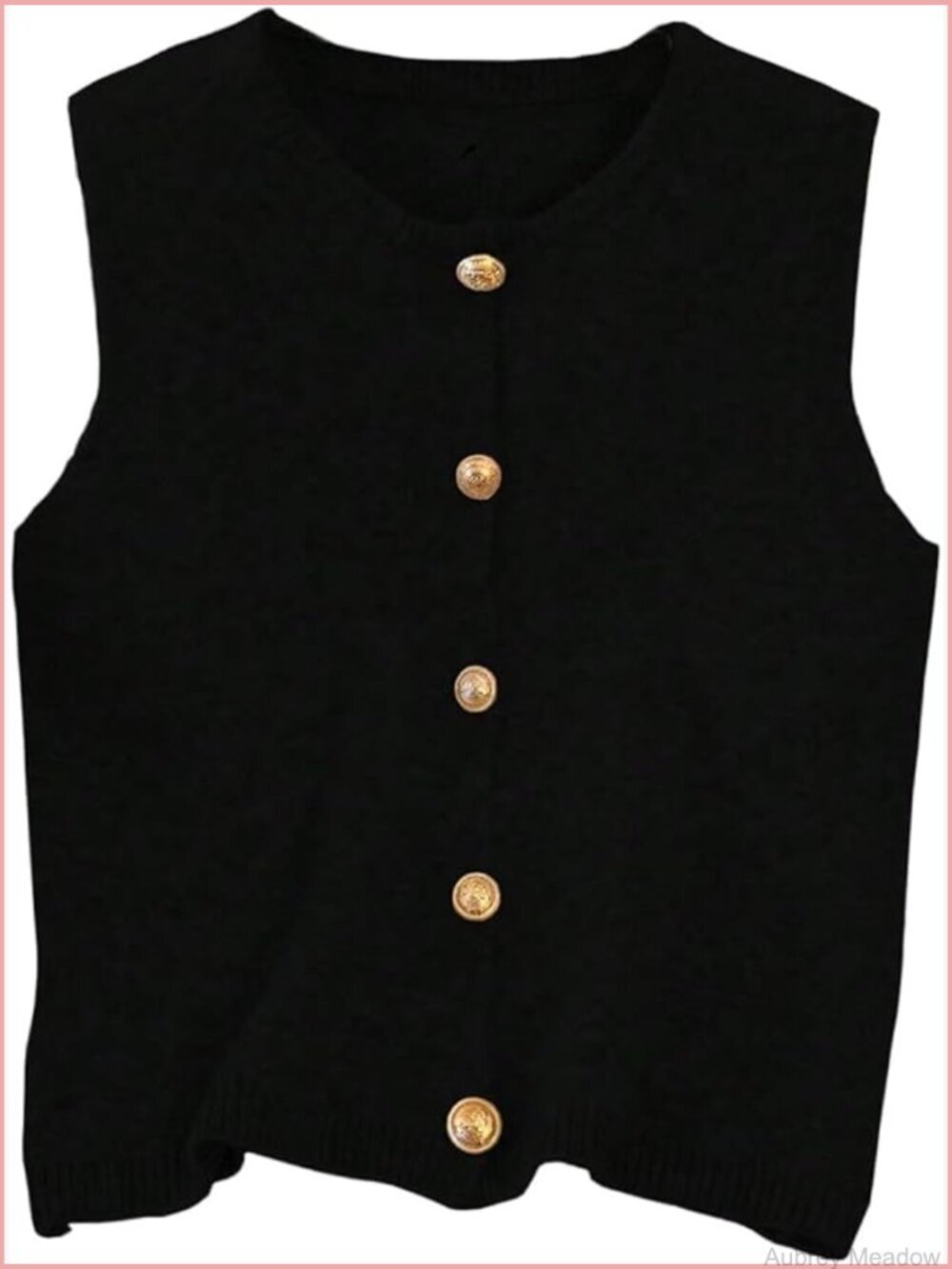 Button Down Sweater Vest Sleeveless Crewneck Knitwear